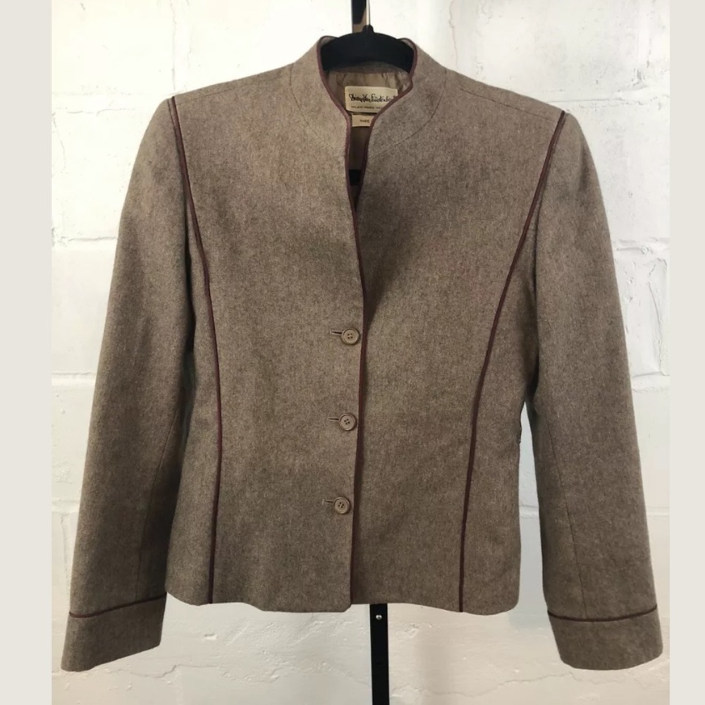 Diane Von Furstenberg Wool Blend No Collar Jacket